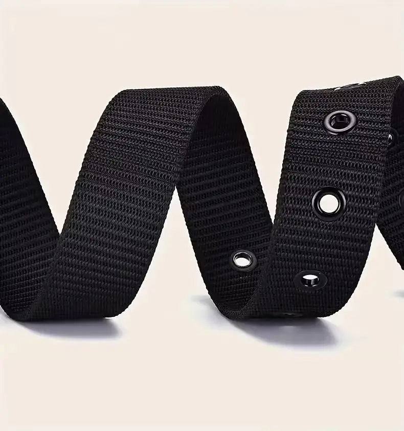 Men's Belt Porous Canvas Pin Buckle Leather Belt Outdoor Sports Belt Women's Trendy Eyelet Belt With Jeans Belt For Men Women