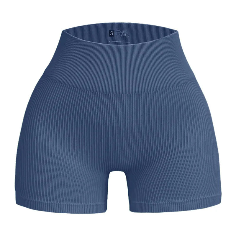 Women's Ribbed Knited Shorts Seamless Yoga Shorts Stretchy High Waist Shorts Sexy Hip Liftting Cycling Running Three Point Pants