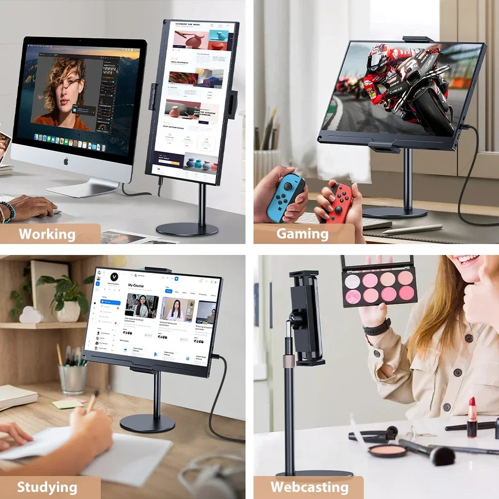 Portable Monitor Tablet Stand Adjustable Height Desktop Monitor Bracket for 4.7-17.3 inch Phone Tablet Monitor Support Holder