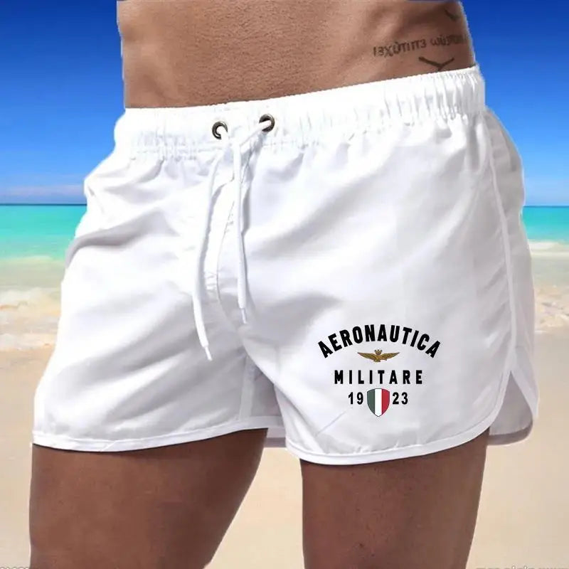 2024 Men's Fashion Printed Swimming Shorts Quick-Drying Beach Suit Breathable Drawstring Pocket