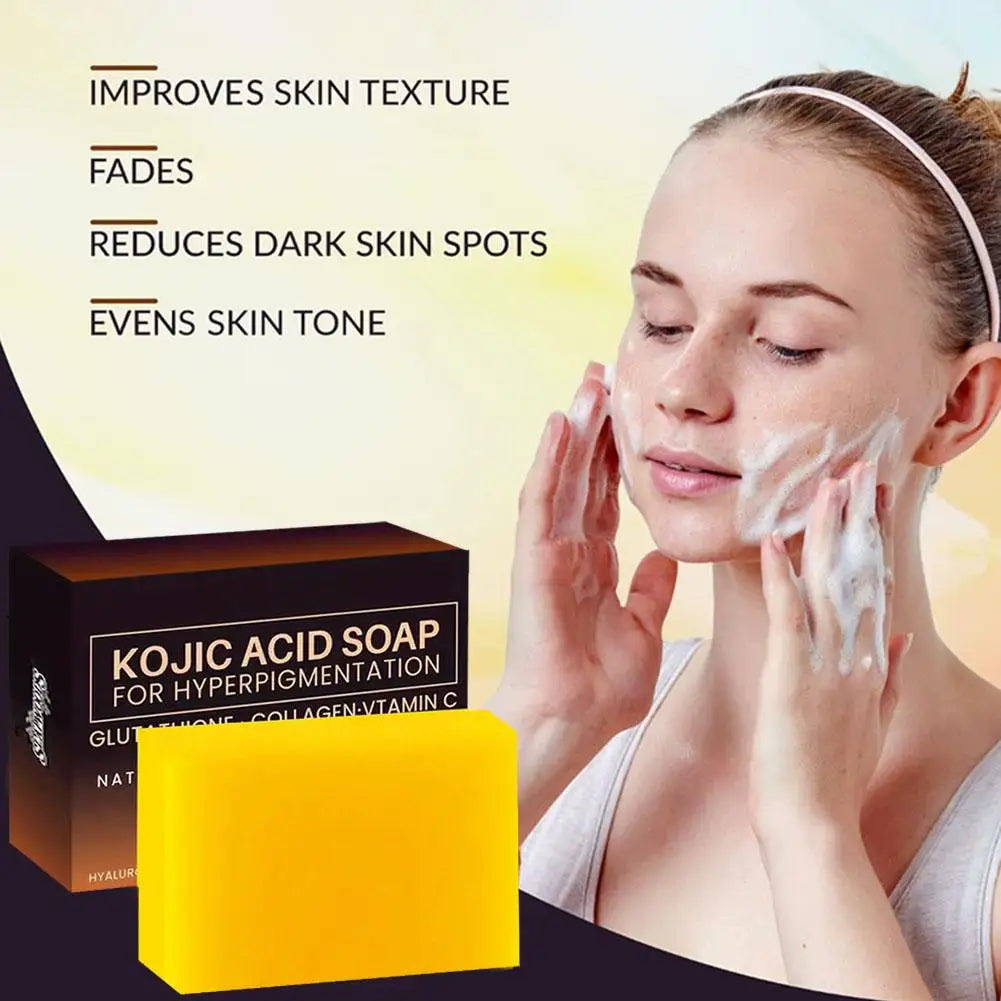 Pure Kojic Acid & Turmeric Soap Bar 100g,Skin Brightening Bar for Face & Body, Helps Improve Uneven Skin Tone, Dark Spots & Acne