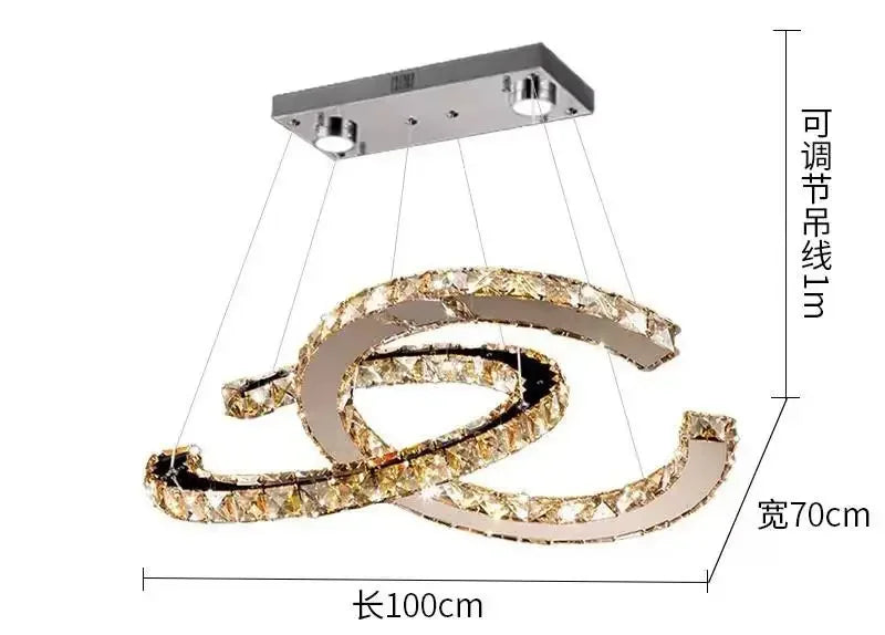 Modern 2024 New Special-shaped Crystal Chandelier Modern Simple Decoration Living Room Dining Room Home Decoration