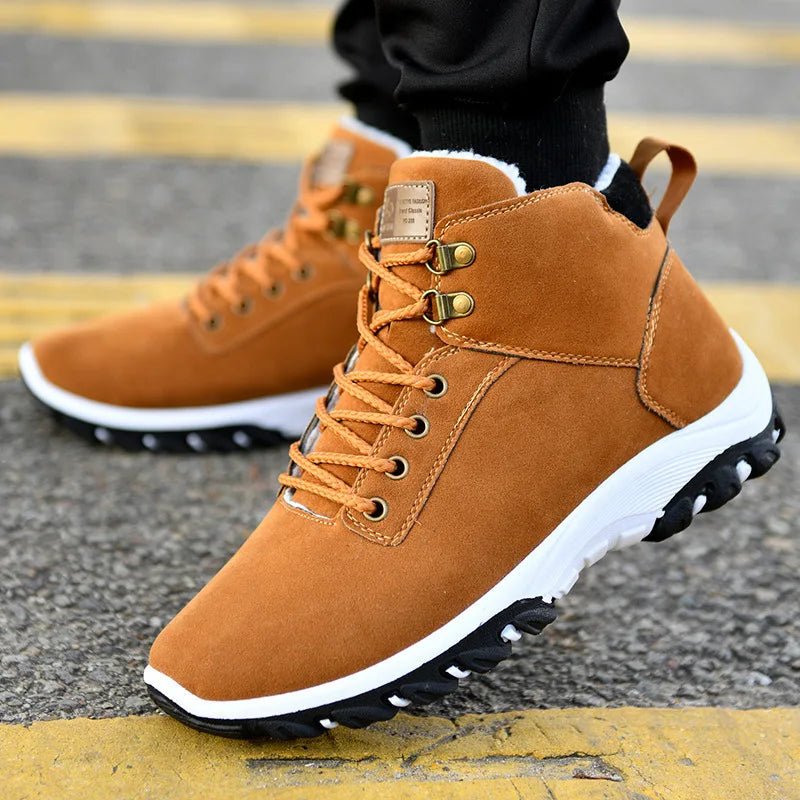High Top Casual Grey Suede Shoes Men's Lace Up Black Flat Bottom Short Boots Men's Chelsea Boots High-quality Brand Denim Boots