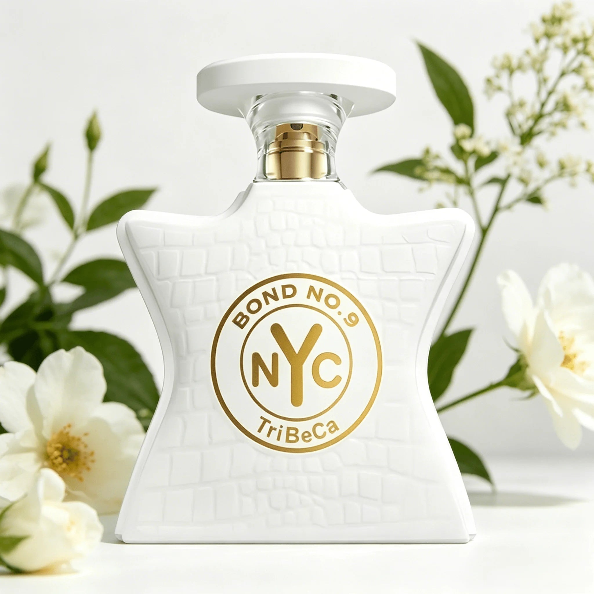Bond No.9 NYC TriBeCa EDP Perfume For Unisex Crisp White Jasmine Floral Citrus Soft Musk Aroma Long Lasting Matte White Croc Embossed Star Shaped Bottle With Gold Nozzle Daily Dating Wedding Present