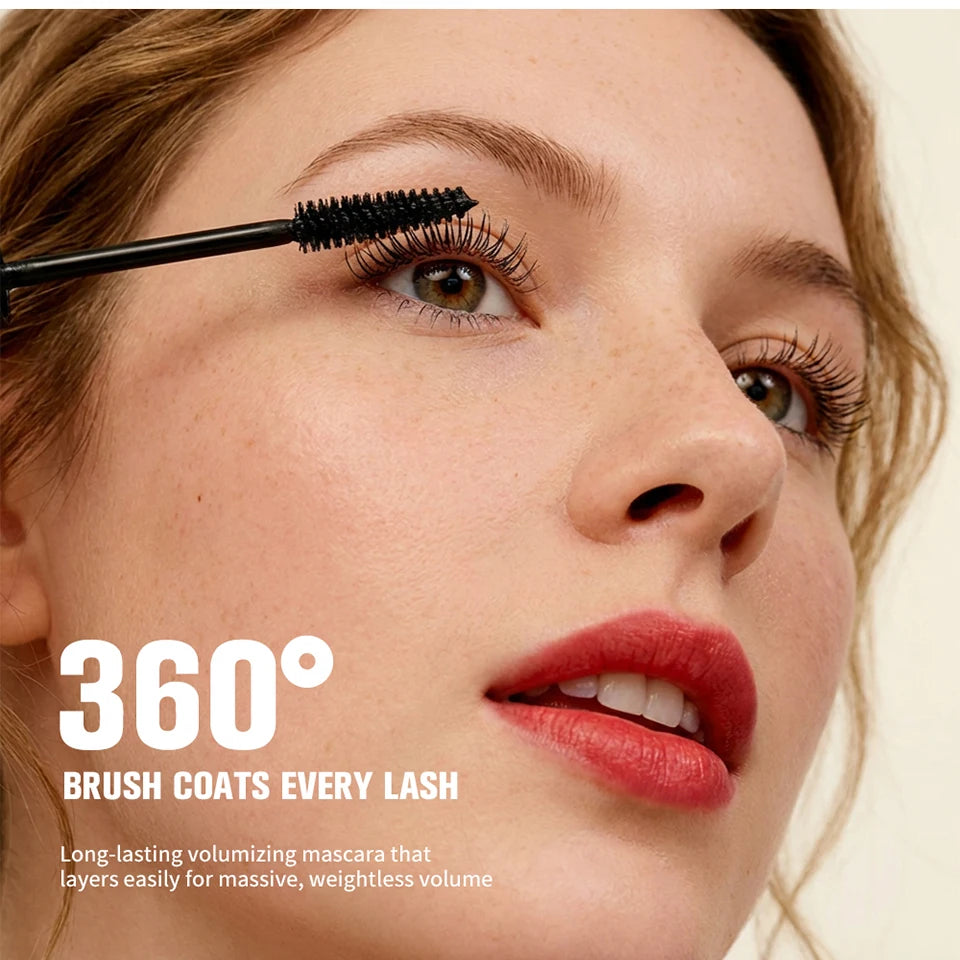 Black Waterproof Mascara 4D Lengthening Curling Volumizing Eyelash Extension Smudge Proof Long Lasting Korean Eye Makeup