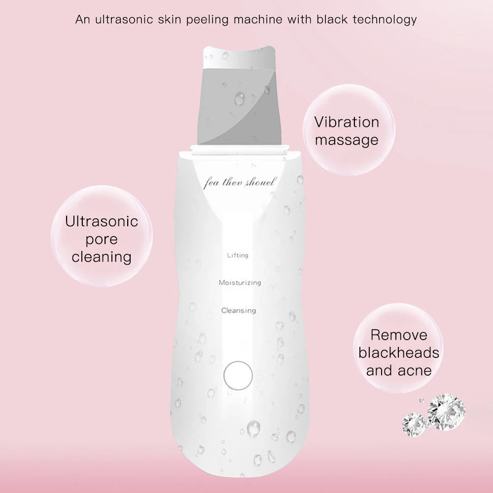 Ultrasonic Peeling Machine Skin Care Blackhead Remover Device Face Cleaning Pore Cleanser Facial Lifting Massager Skin Scrubber