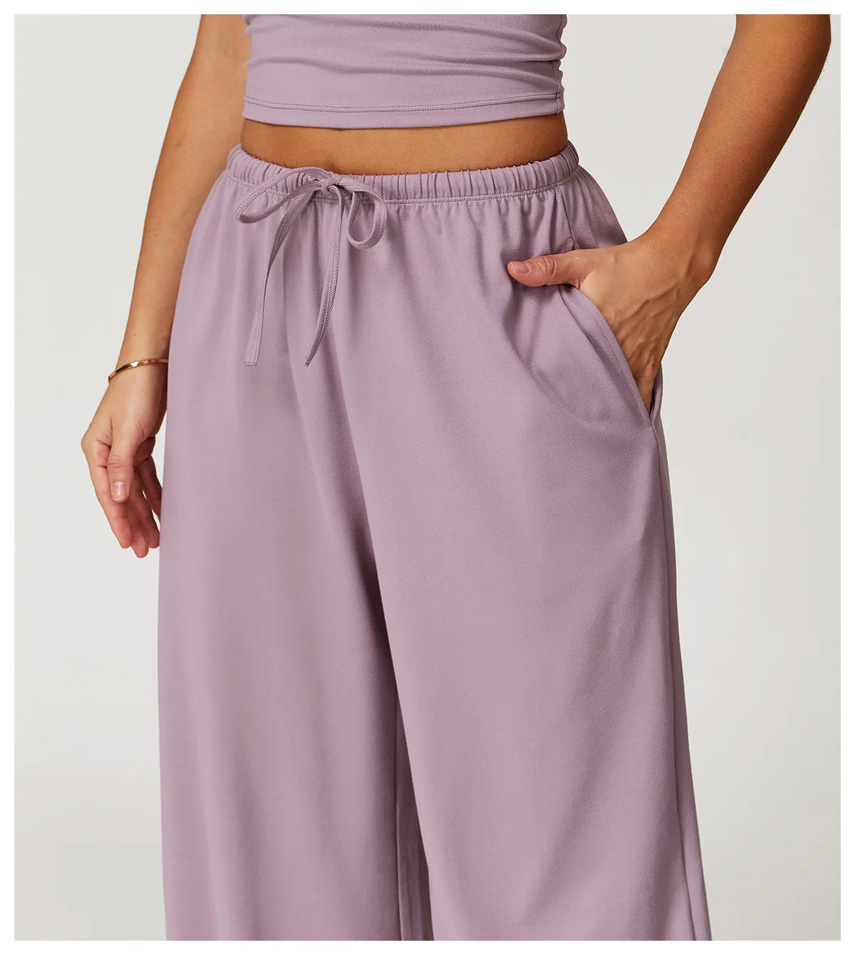 Women's High Waist Drawstring Yoga Pants Hanging Wide Leg Loose Casual Pants Women's Sports Pants Fitness Running Elastic Pants