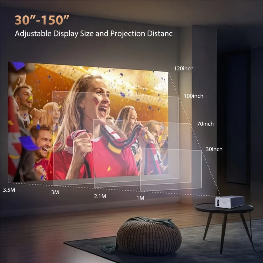 Portable Projector, Supports 1080P, USB Connection, Remote Control - Compatible With Smartphones, Tablets, Laptops, TV Sticks