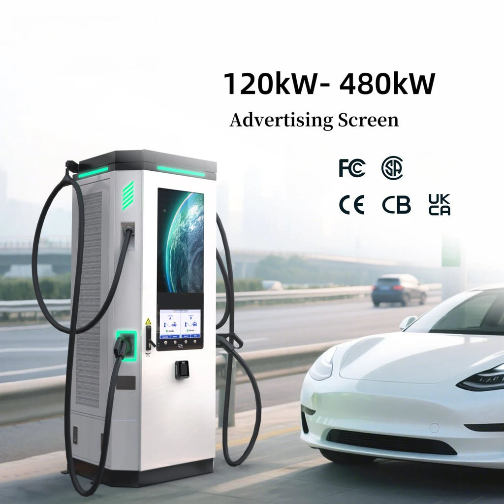 DC EV Charging Station 120kW Fast Charger CCS2 GBT Dual Connectors RFID LCD Screen Commercial Public Fast Charger