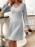 Evening Dress Autumn Winter Knitted Dress Women's V-neck Long-sleeved Slim New Solid Color Dress Vestidos De Mujer Robes Courtes