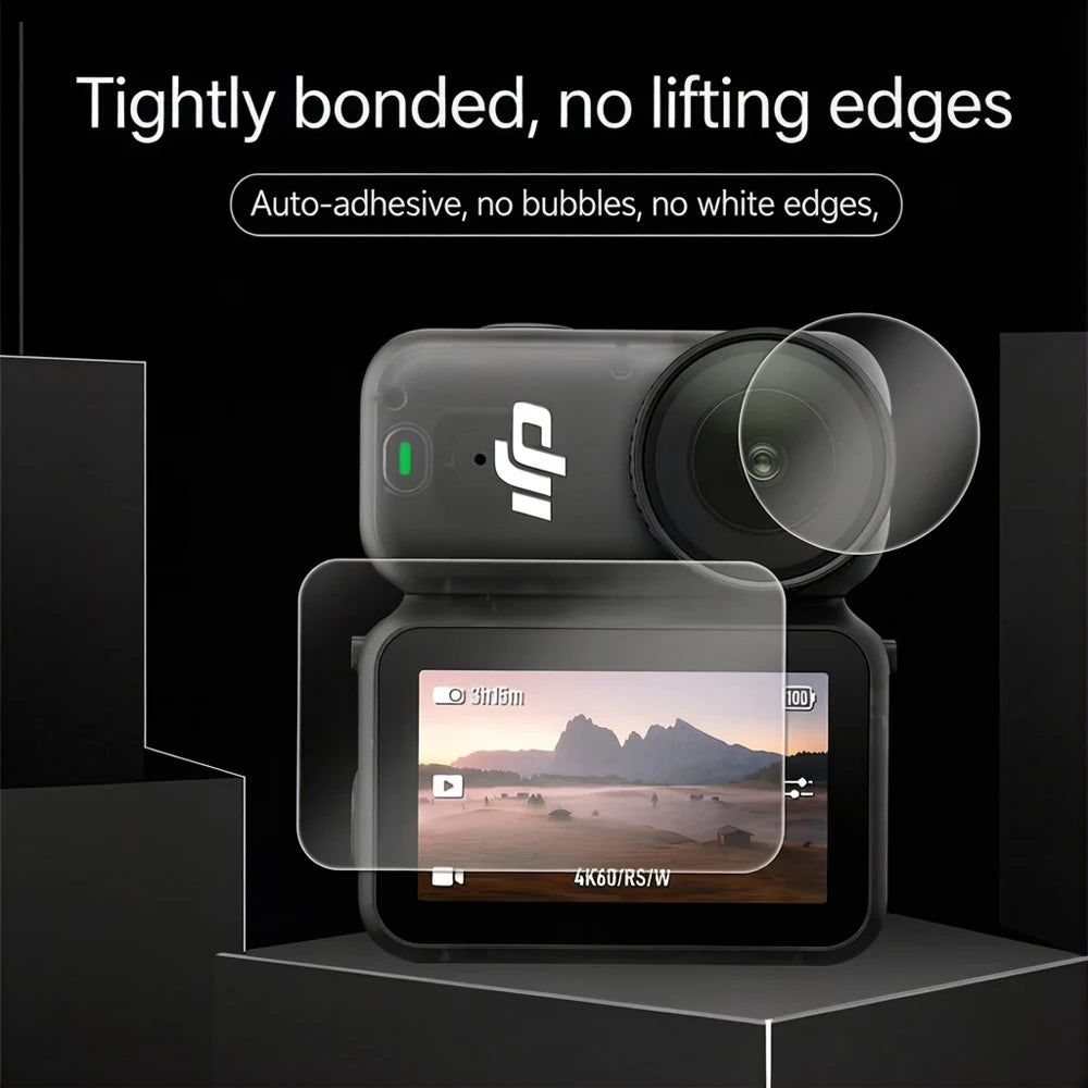 9H Tempered Glass Screen & Lens Protector for DJI Osmo Nano Action Camera, HD Anti-Scratch Explosion-Proof Film Protective Kit