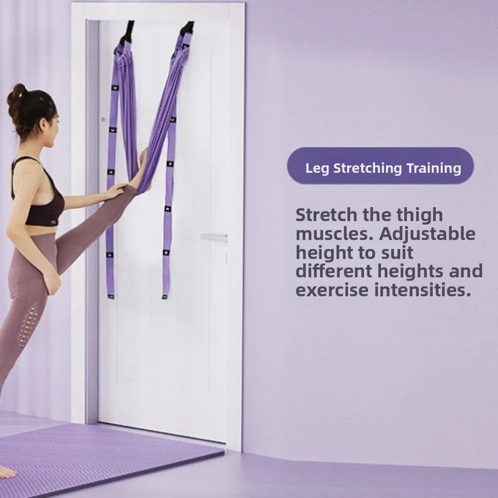 Adjustable Women Aerial Yoga Strap Elastic Stretch Door Hanging Aerial Yoga Hammock Swing Anti-Gravity Resistance Auxiliary