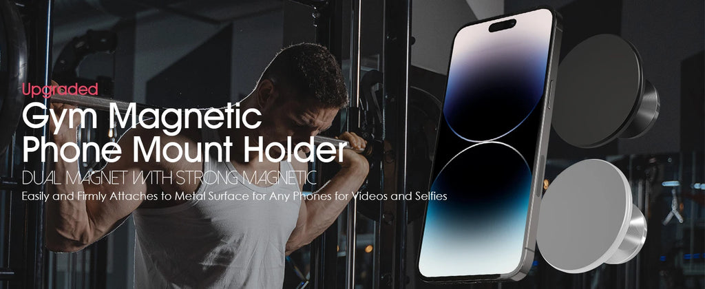 Gym Mate Magnetic Phone Mount &Double-sided Magnetic Suction Phone Holder for MagSafe. Shoot Hands-Free Videos While Working Out