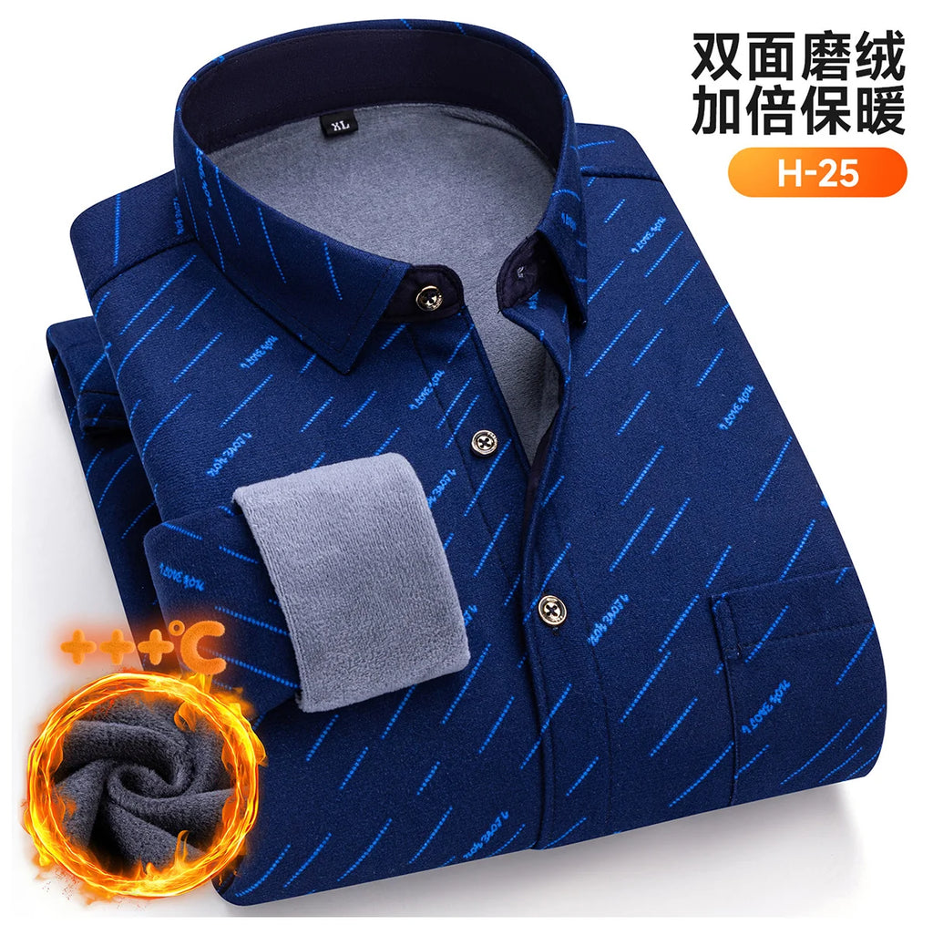 Autumn Winter New Fleece Plaid Shirt For Men Business Thickened Warm Double-sided Fleece Casual Non-ironing Fashion Check Shirts