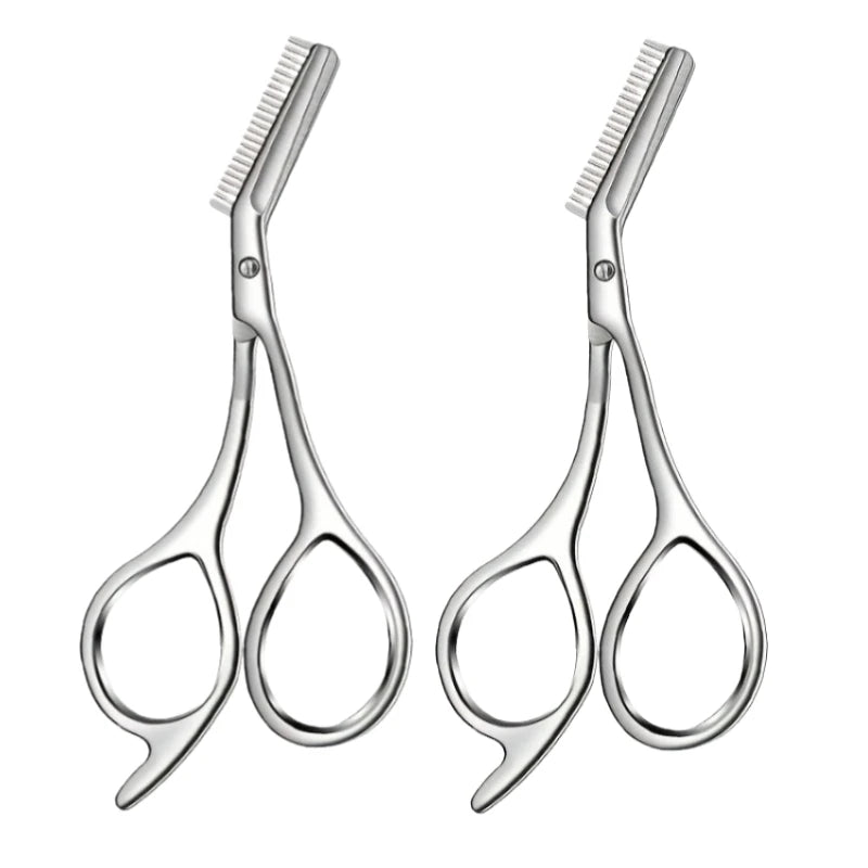 Eyebrow Scissors for Men And Women Makeup Tools One Metal Texture with Comb Eyebrow Razor Beauty Scissors Stainless Steel