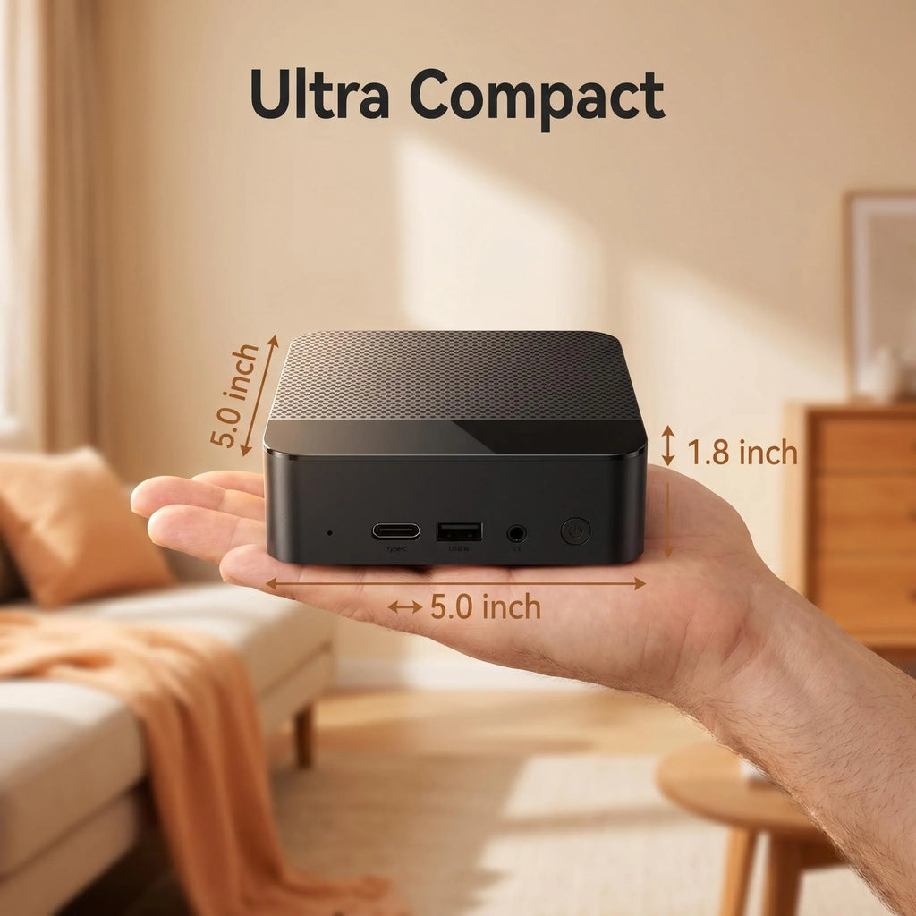 Mini PC Intel N150 16GB DDR4 512GB M.2 NVMe SSD Triple 4K Output WiFi6 Silent Cooling Office Home Desktop Pro Ultra Fast Max