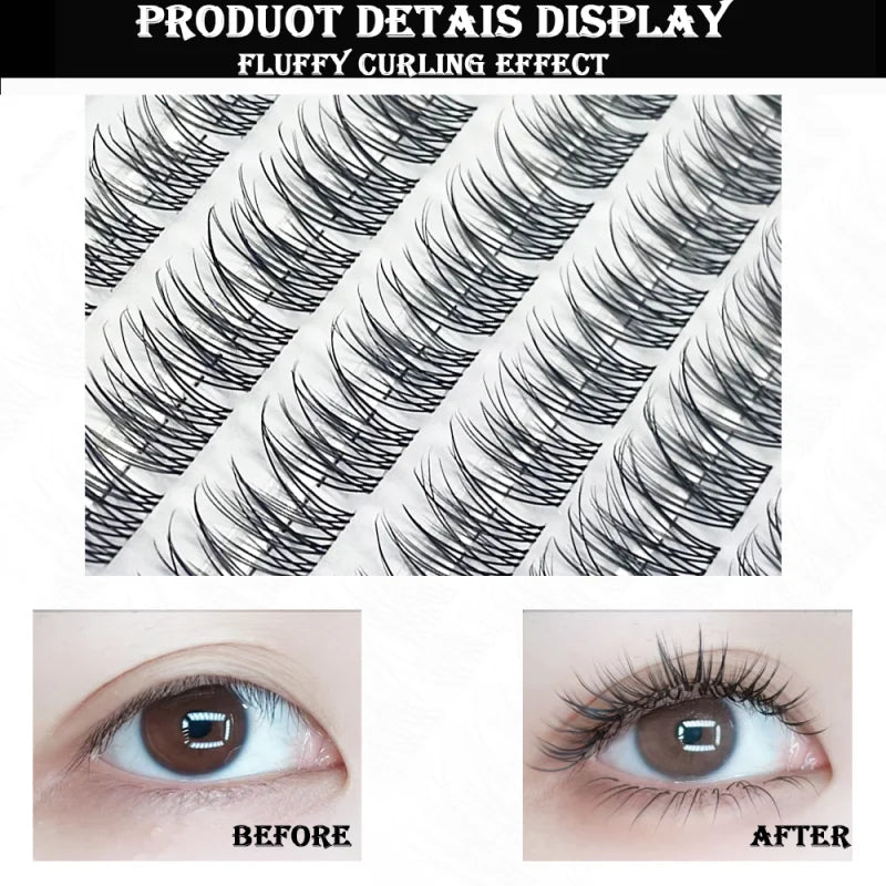 1/box 120 bundles Mink False Eyelash Natural Fishtail Lash 3D Russian Individual Eyelash Extension Cluster Makeup Tool Wholesale