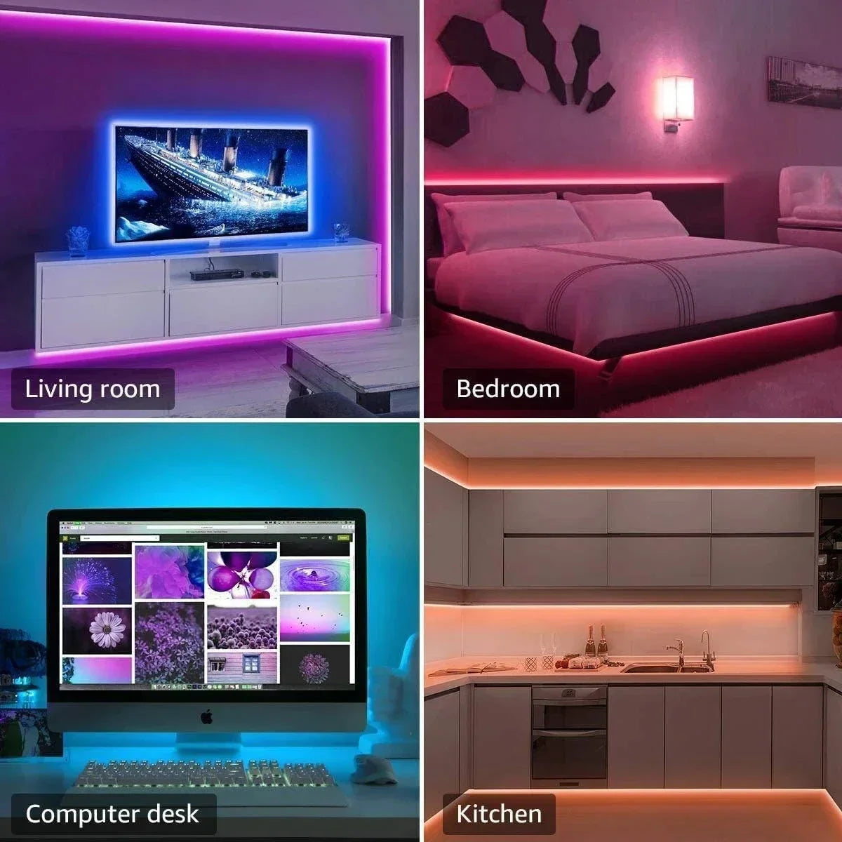 RGB Ambient Light Strip USB 5V LED 5050 Music Sync Flexible Tape Smart Home Lights Remote APP Control for Room TV DIY Decoration