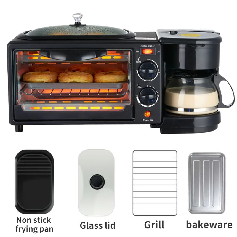 Factory direct sales Spot 3 in 1 Breakfast Station Oven Coffee Machine Household Multifunctional 3 in 1 Breakfast Machine
