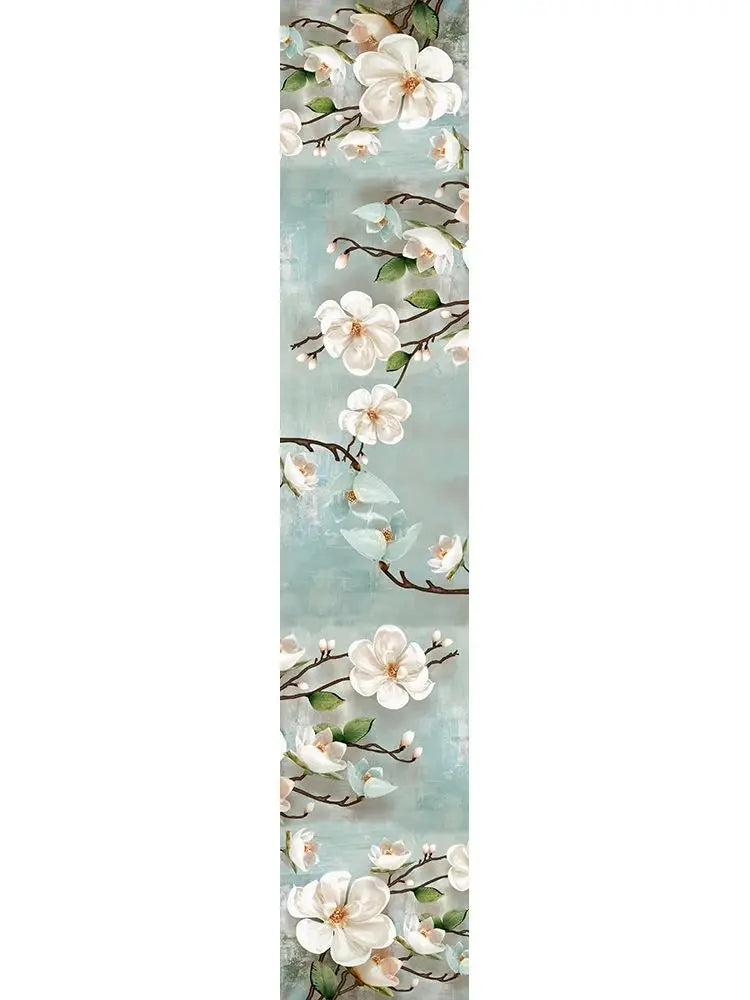 Chic Modern Watercolor Magnolia Linen Table Runner - Artistic Chic Modern Watercolor Magnolia Linen Table Runner - Artistic