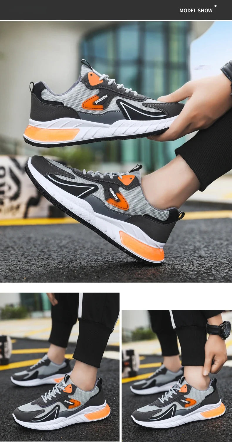 Men's Sneakers Fashion Breathable Vulcanized Shoes Casual Sports Shoes Men Trendy Lace-up Sneakers Zapatillas Hombre 2024