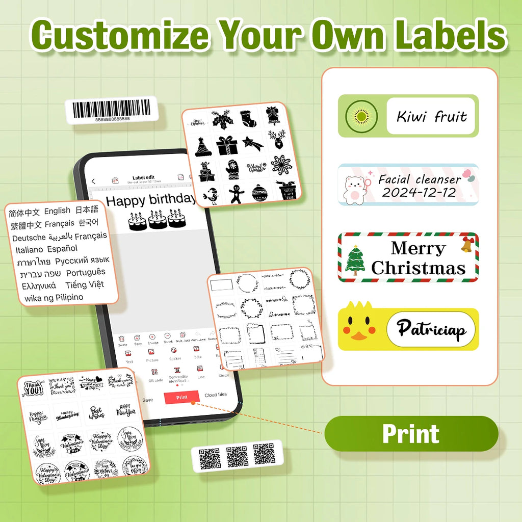 Marklife P15 Mini Label Printer Portable Thermal Printer Inkless Self-adhesive Paper Sticker Printing Machine Name Tag Labeller