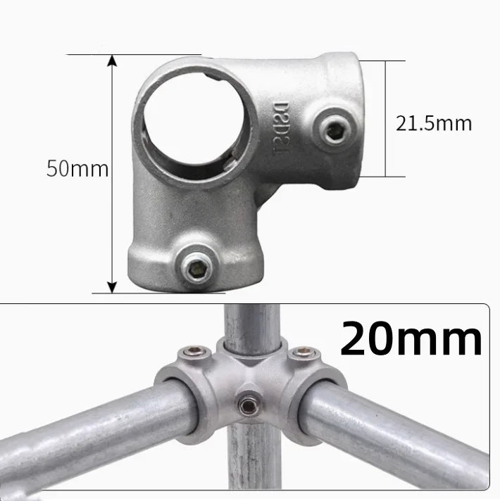 20/25mm Round Tube Pipe Joint Pipe Fitting Aluminum Alloy Steel Pipe Connectors DIY Clothes Hanger Plant Rack Shed