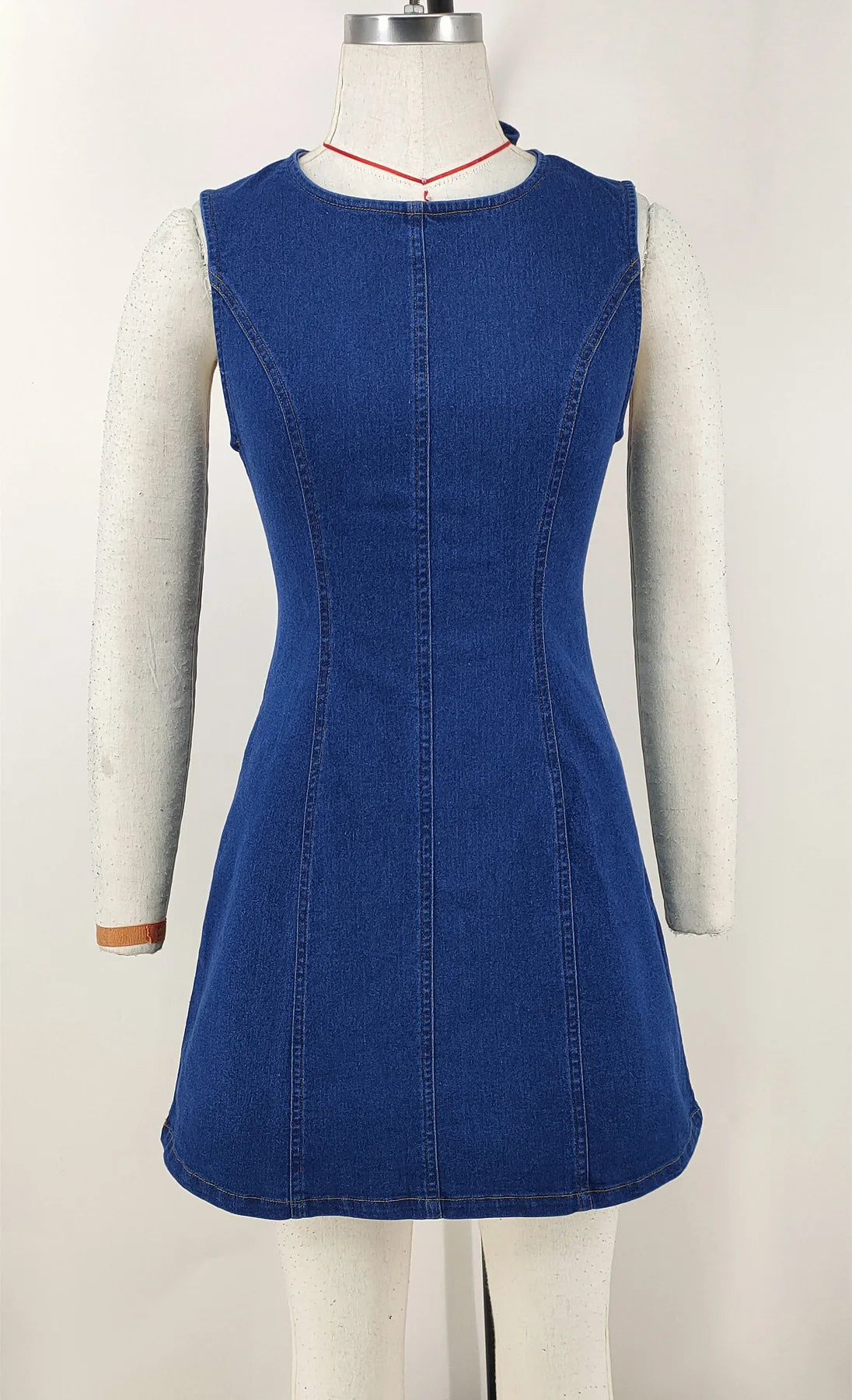 Summer Sleeveless Backless Denim Dress for Women Short Mini Dress Comfortable Breathable Casual Style