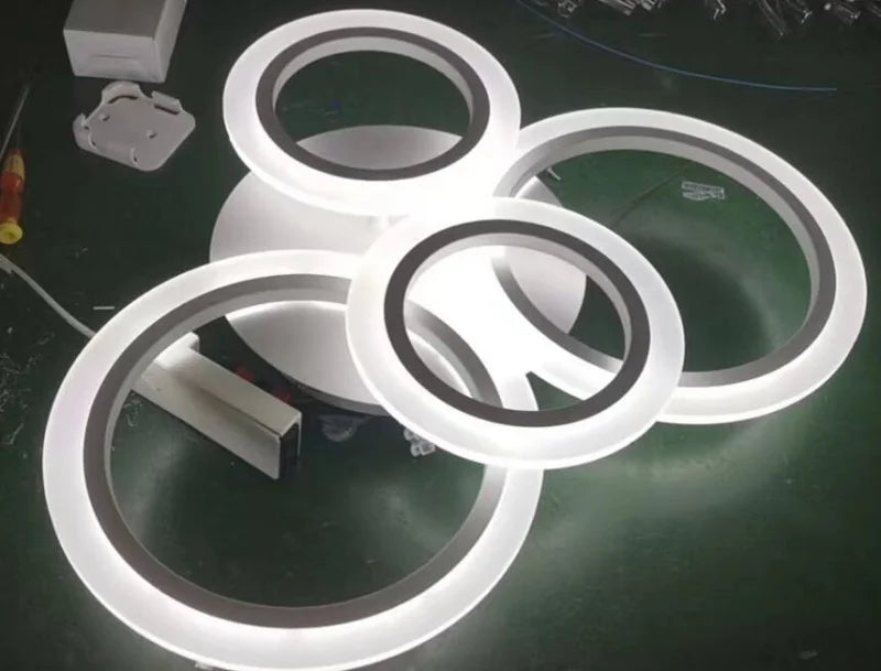 Modern Dimmable LED Ring Ceiling Lights Chandelier Indoor Home Decor Lighting Fixture for Living Dining Bedroom Study Room
