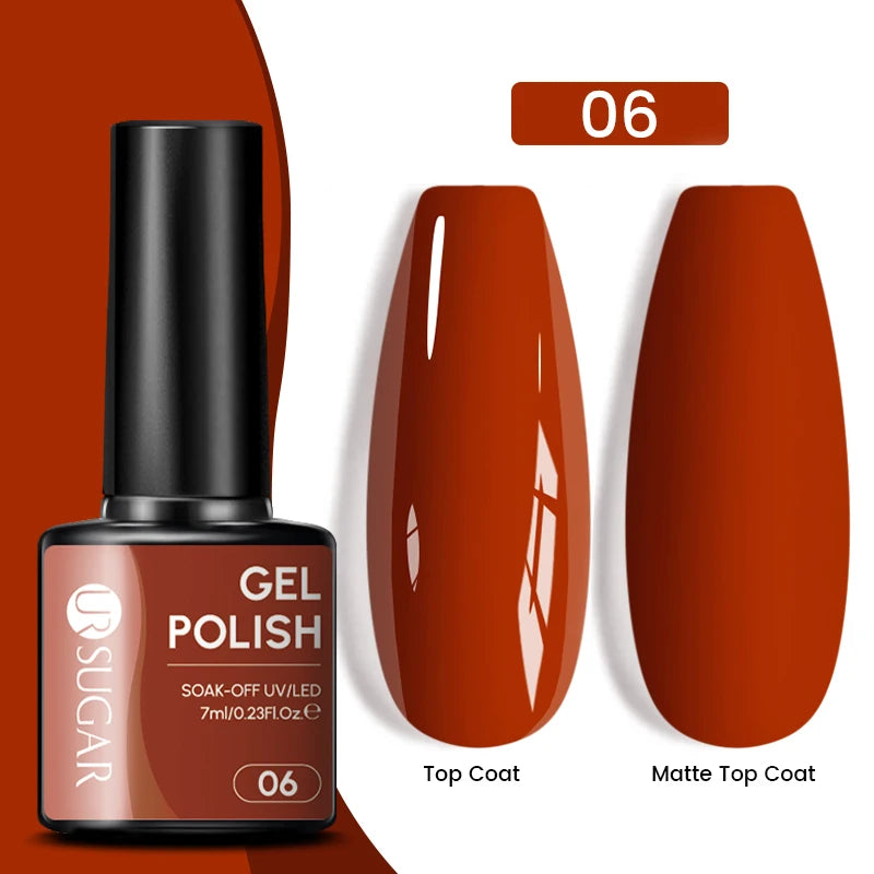 UR SUGAR 7ML Valentine’s Day Gel Nail Polish 107 Colors Classic Black Red Glitter Semi Permanent Autumn Soak Off UV Gel Varnish