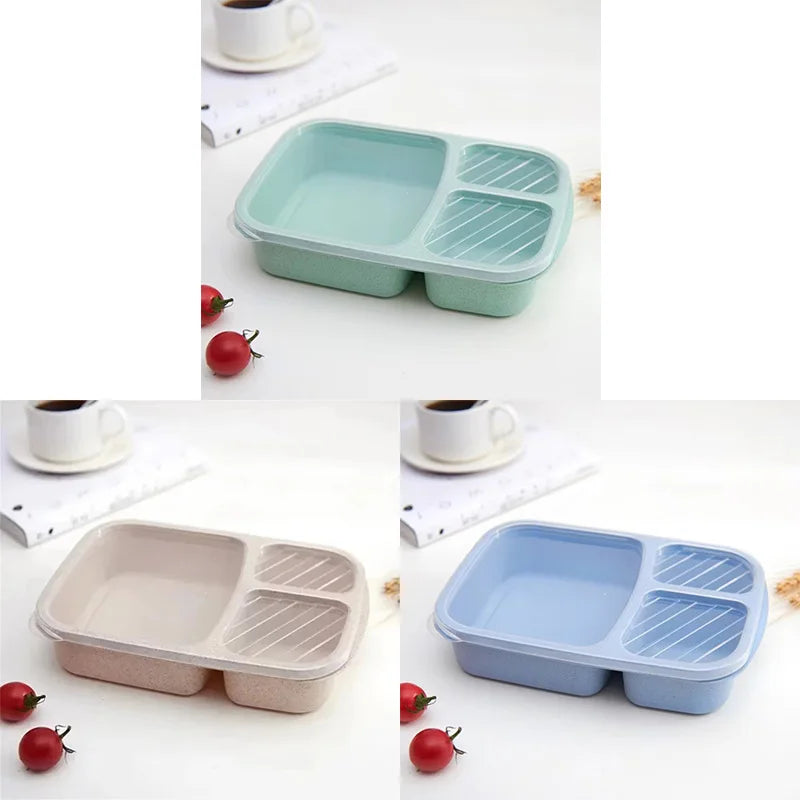 1-3pc Straw Lunch Box Portable Bento Box With Compartment Picnic Bento Box Fruit Container Microwave Oven Dinnerware for Student
