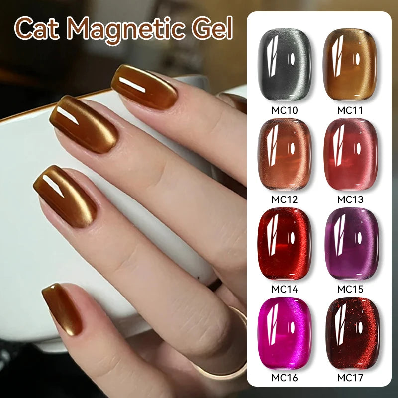 LILYCUTE 7ml Gold Coffee Cat Magnetic Gel Nail Polish Autumn Winter Nails Ultra Shine Moonlight Semi Permanent UV Gel Soak Off