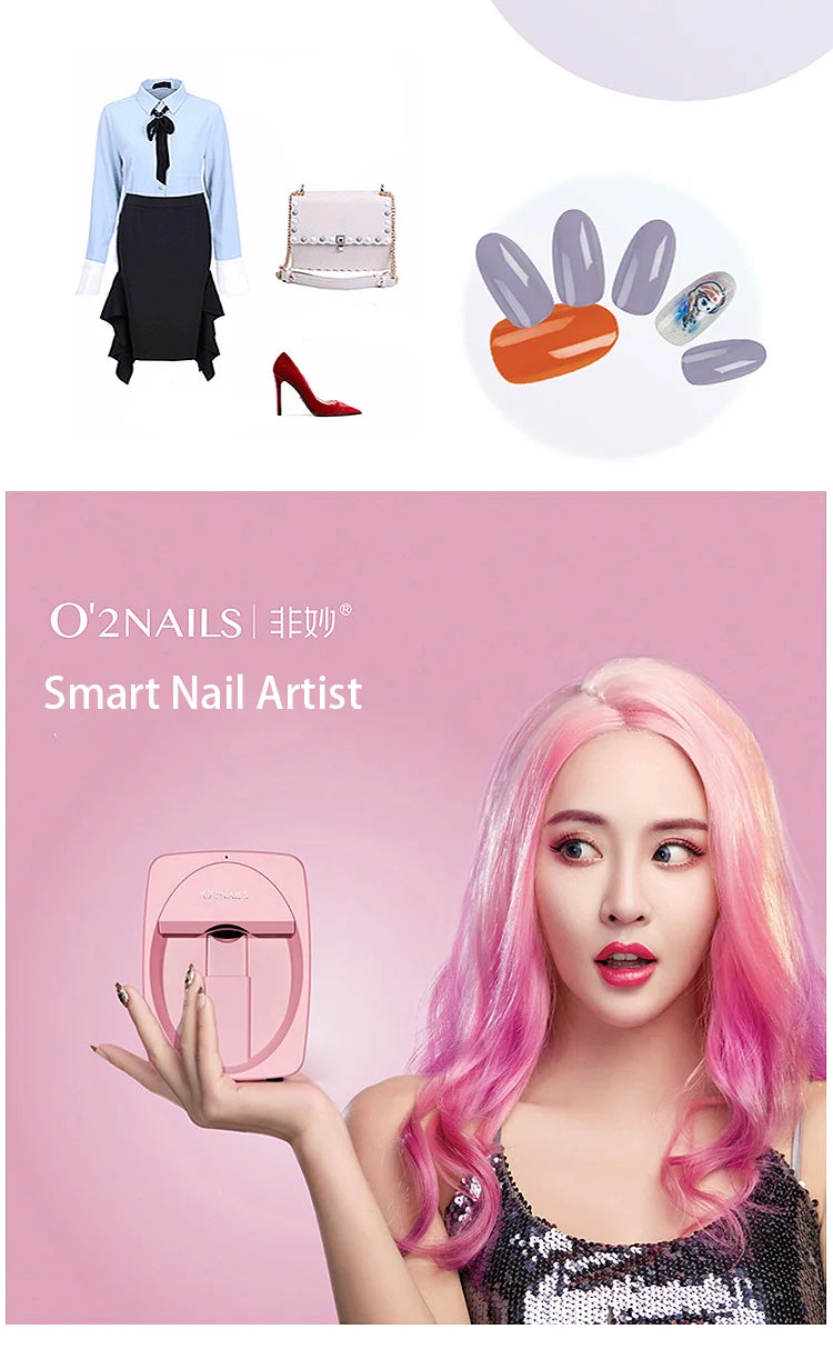 Nail Art Printer Portable 3D Nail Painting Machine, Massive Design, Mobile App Control DIY Nail Printer, Suitable for Family SA