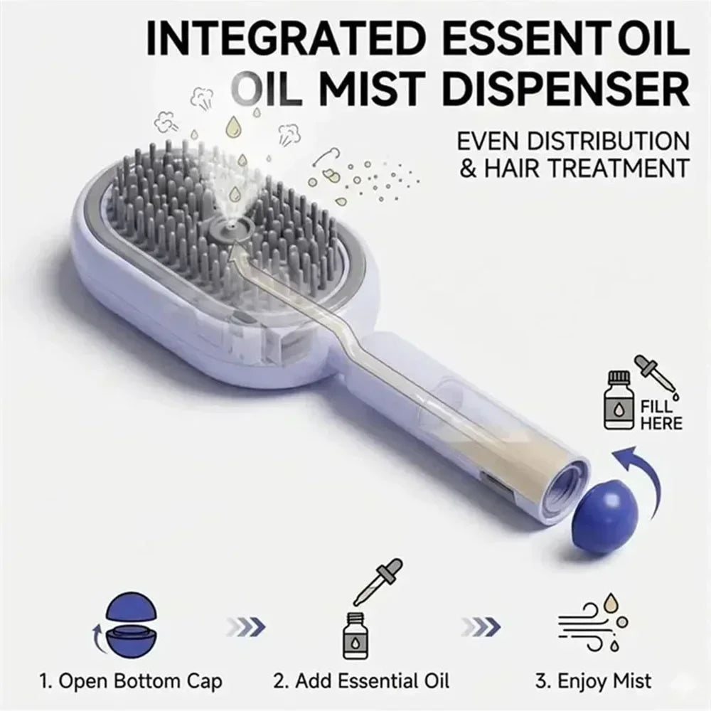 Electric Steam Brush with Water Spray Wet Electrics Hairbrush USB-C Charging for Detangling Smoothing Styling & Frizz Control