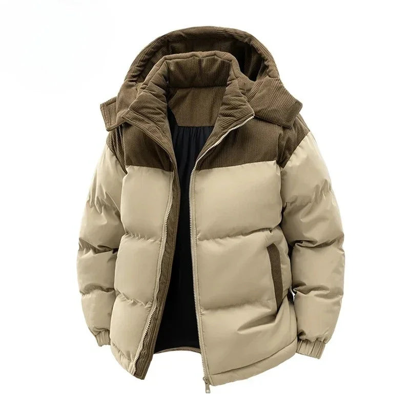 Winter Men Waterproof Windproof Casual Jacket Mens Puffer Hooded Fashion Jacket Man Outdoor Loose Thick Jacket Windbreaker Parka