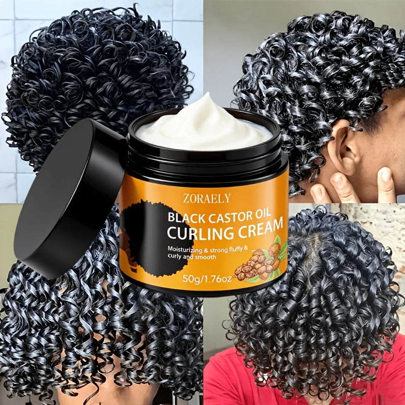 3pcs ZORAELY Black Castor Oil Curl Cream: Moisturising and Elasticity-Boosting, Ideal for Afro-Textured Hair, Braids and Twists.