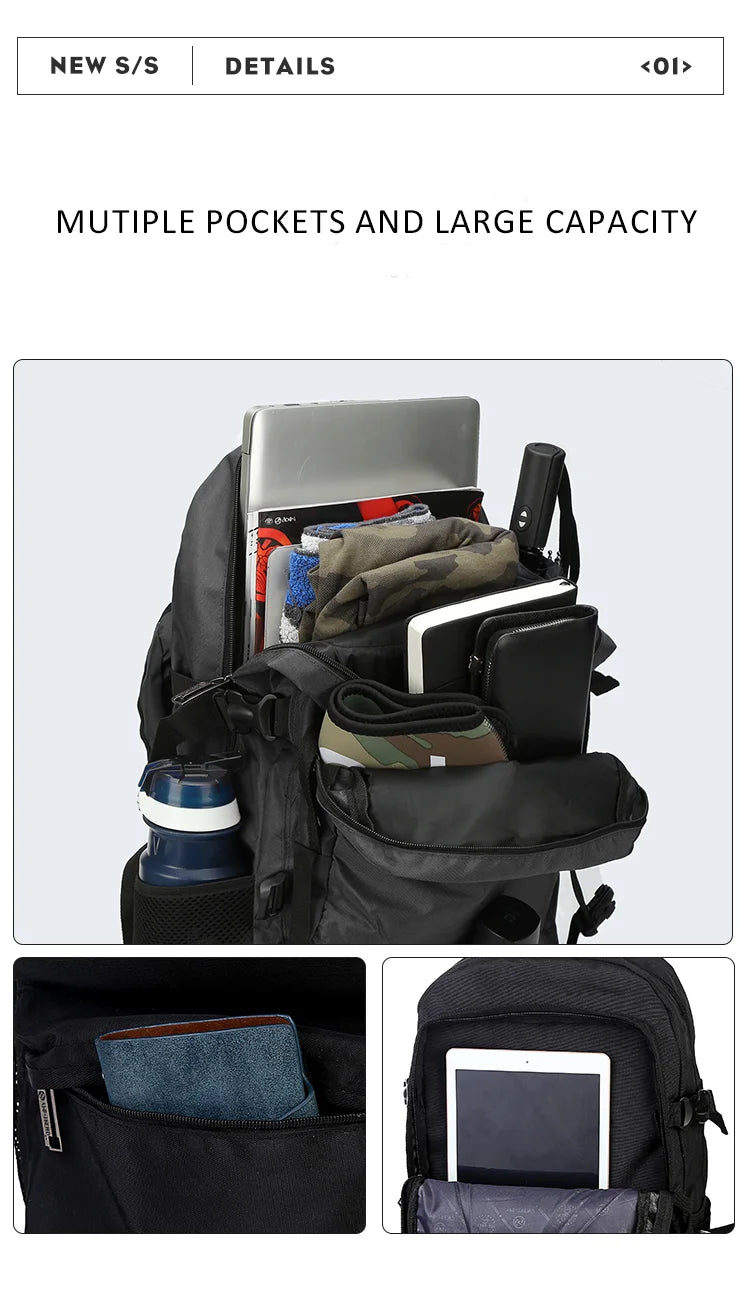 55L Outdoor Waterproof Large Capacity Oversized Hiking Bag Sport Climbing Travel Backpack for Men Women, Lightweight Luggage Bag