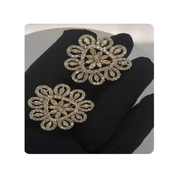 High Jewelry Floral Diamond Earrings Crafted in Solid 14K Gold with 7ct Natural Diamonds IGI Certified Featuring Bright EF Color
