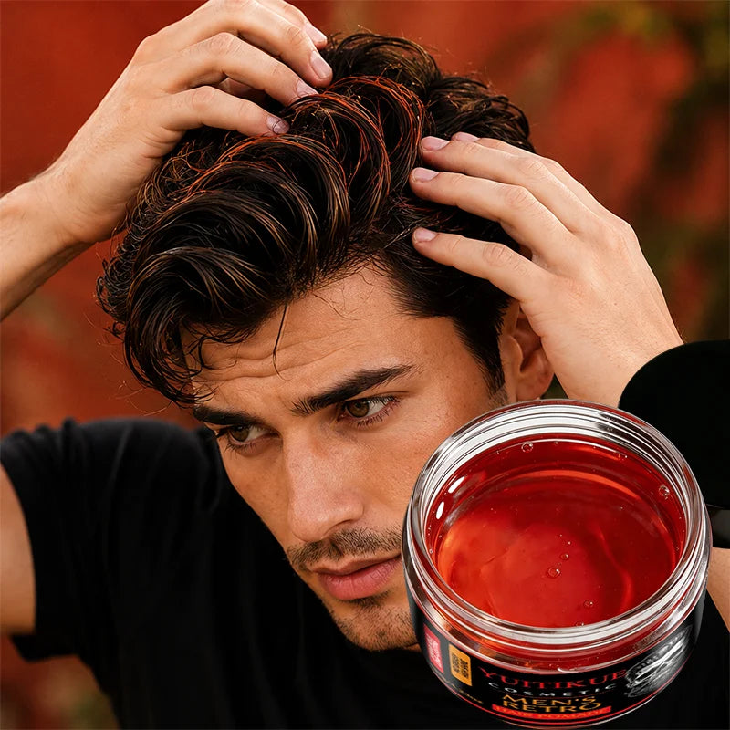 YUITIKUE Retro Men Hair Pomade All Day Strong Hold Windproof Nourish Hair Root To Tip Non Greasy High Shine Styling Wax