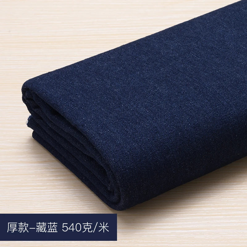 Washed Denim Jeans Fabric Cotton By The Meter for Needlework Dress Skirt Shirt Jacket Pants Diy Sewing Wearable Soft Cloth Blue