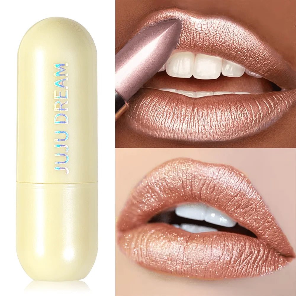 Shimmer Metallic Lipstick High Pigment Sparkling Bold Lip Color Long Lasting Waterproof Party Makeup