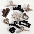 11pcs Fashionable and versatile matte coffee color Maillard style PC hair grab hair accessory combination