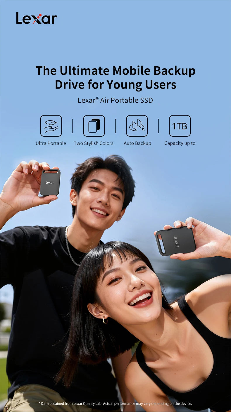 Lexar Portable Solid State Drive SL260X USB3.2 Type-C PSSD 512GB 1TB External Hard Drive Max 390Mb/s Read 400Mb/s Write SSD Disk