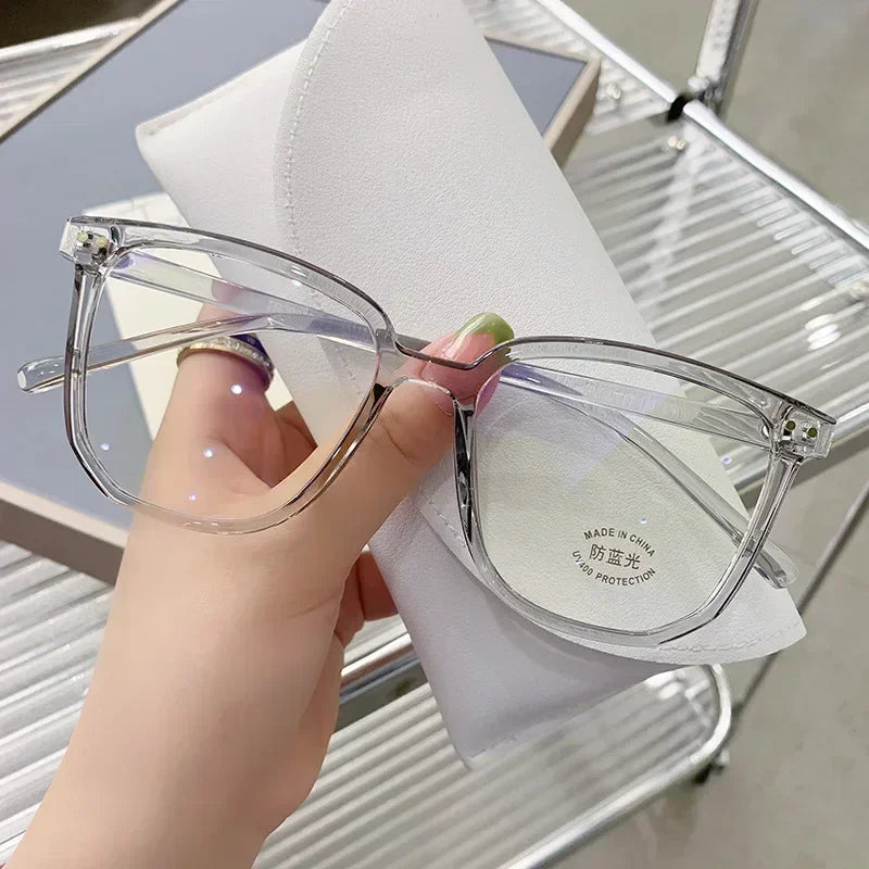 Anti Blue Light Presbyopia Eyeglasses Vintage Trend Oversized Square Hyperopia Eyewear Finished Prescription Reading Glasses