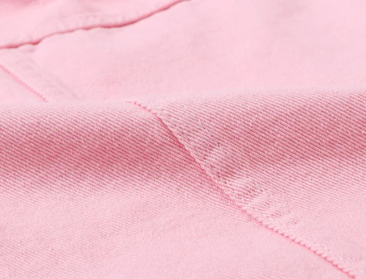 Pink Denim Jacket Women's Spring Autumn Single-breasted Lapel Coat Fashion Green Black Red Blue Outerwear Female Jean Overcoat