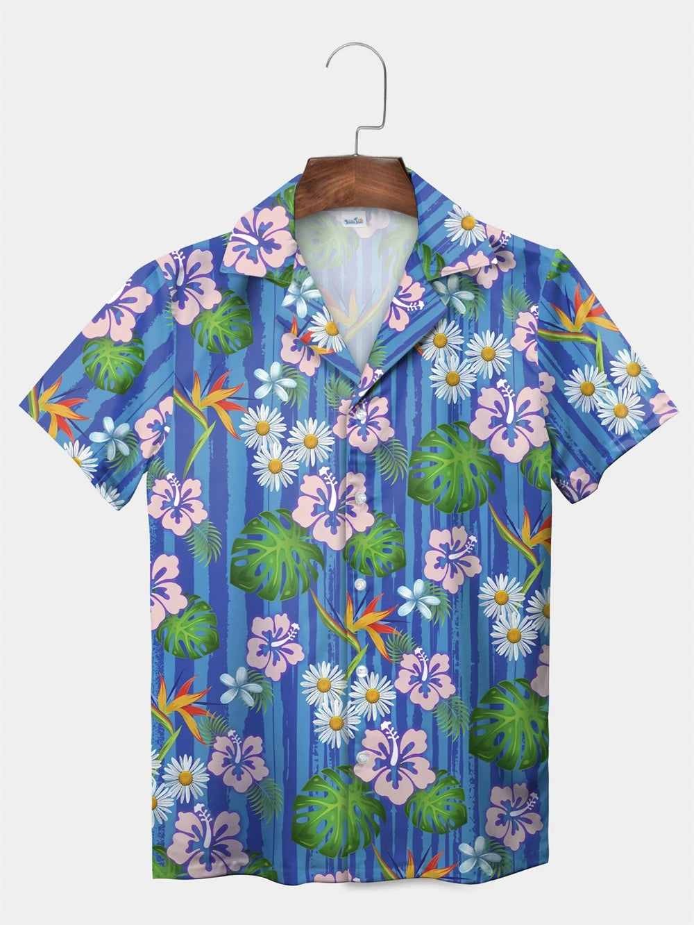 Tropical Plant Leaves Palm Tree Leaves Casual Shirt Botanical Print Light Color Shirt Pattern Men's Short Sleeve Hawaiian Shirts