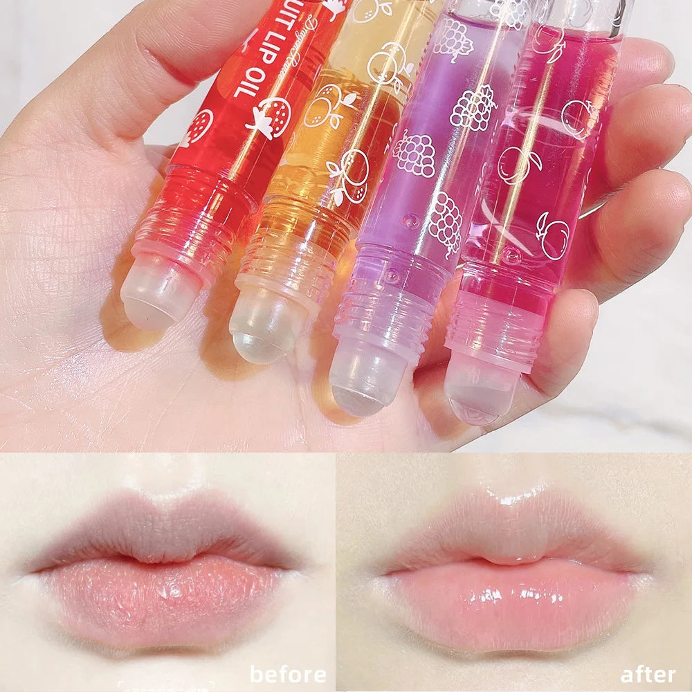 Roll-On Lip Oil Moisturizing Lip Balm Liquid Nourishing Lip Oil Colorless Transparent Fruit Lip Oil New Valentine's Day Gift Lip Balm