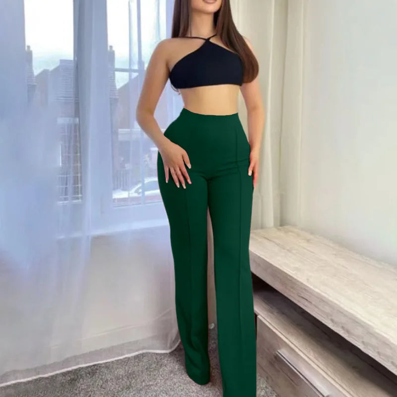 Fashion High Waist Micro Flared Trousers Women Slim Fit Versatile Casual Wide Leg Pants