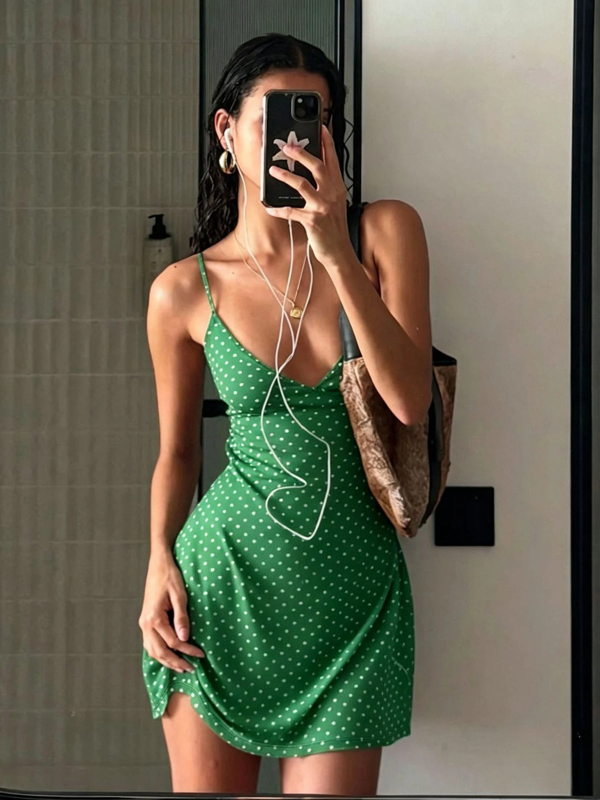 Summer Women's Dress Y2K Sweet Lady Fashion Street Women Dot Print Casual Simple Basic Sleeveless Dress Women's Chic