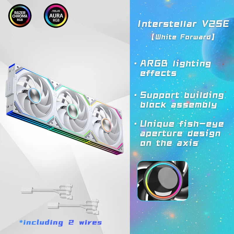 Jungle Leopard V2 SE 120mm Reverse Fan ARGB PWM PC Case Fan with Hydraulic Bearing White Spliceable Low Noise